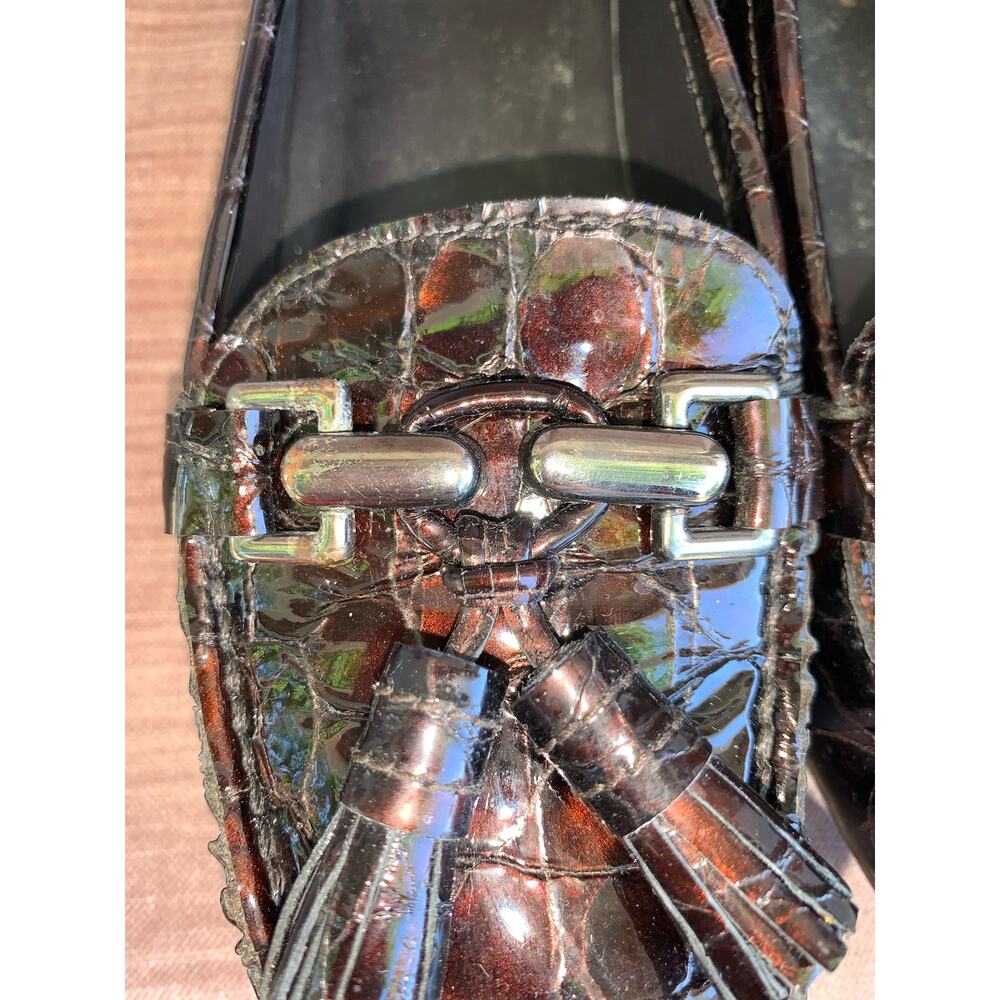 Stuart Weizman Embossed Croc Driving Moccasin Tas… - image 5